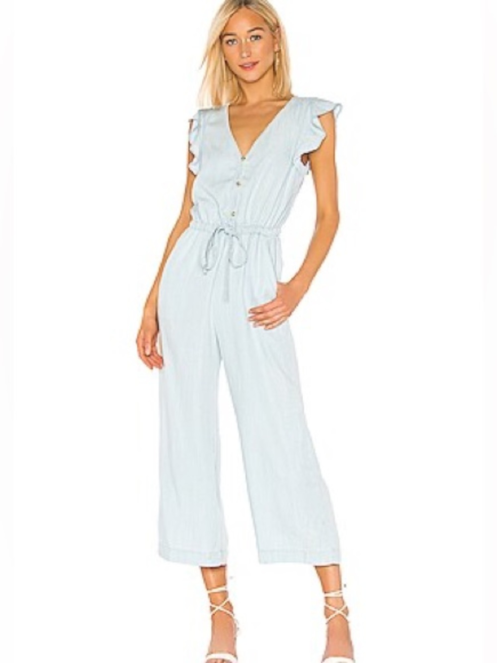 Sanctuary Mica Ruffle Sleeve Jumpsuit in Catalina Wash Revolve